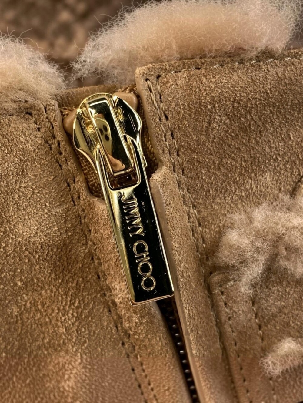 Jimmy Choo Meena Flat Shearling Zip Ankle Boots Womens US12 EU42 Toffee New - Picture 12 of 15